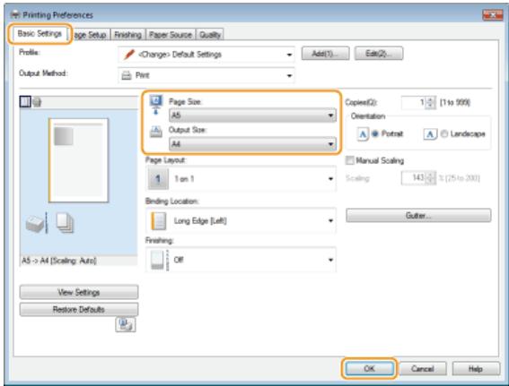 CANON LBP6040 - Specifying the Print Ratio by Specifying the Original Document and Paper Size (Preset Ratio) - 2