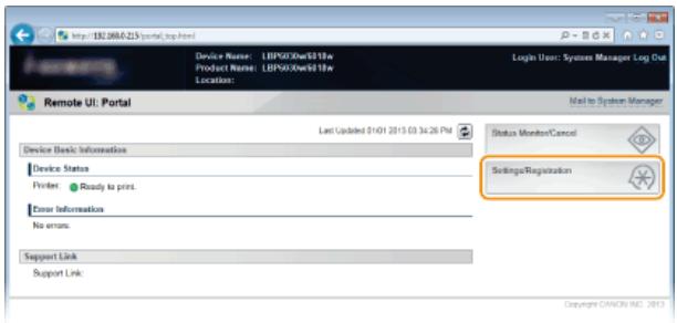 CANON LBP6040 - Click [Settings/Registration]. - 1