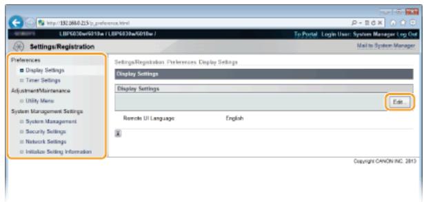 CANON LBP6040 - Click the menu item you want to set, displaying it, and then click [Edit]. - 1