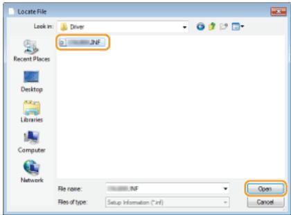 CANON LBP6040 - Specify the folder where the printer driver is stored, select the Inf file, and click [Open]. - 1