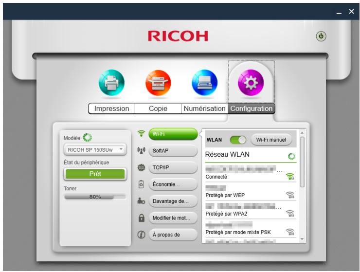 RICOH SP 150W - onfiguration du Wi-Fi de l'imprimante (pris en charge uniquement sur les modèles SP 150w et SP 150SUw) - 2
