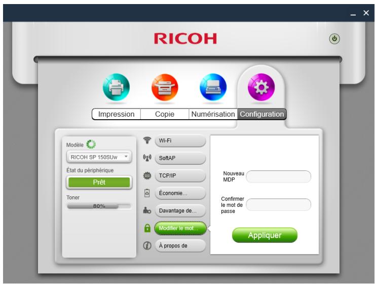 RICOH SP 150W - Modifier le mot de passe - 1