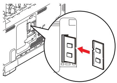 Technical diagram showing a device with labeled components and an inset view highlighting a component with a red arrow.