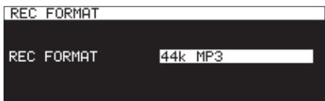 TASCAM SS-R250N - Réglages de format d'enregistrement - 1