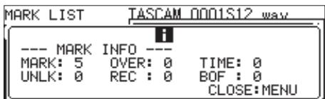 TASCAM SS-R250N - Affichage des informations de marqueur - 1