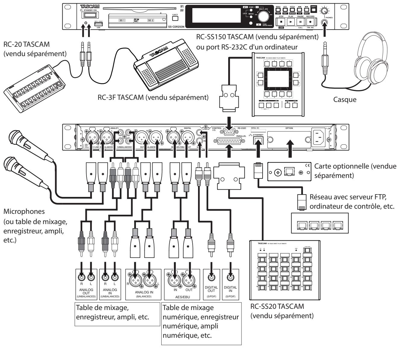 TASCAM SS-R250N - Précautions avant de faire les branchements - 1