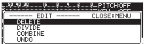 TASCAM SS-R250N - Opérations du menu d'édition (EDIT) - 1