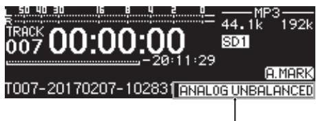 TASCAM SS-R250N - Affichage de la source d'entrée - 1