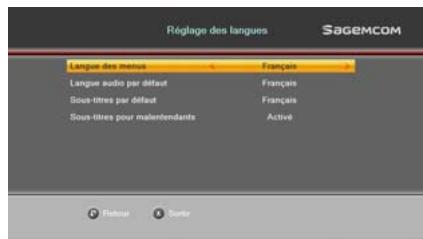 SAGEMCOM DT 82 HD - Définir la langue d'affichage - 1
