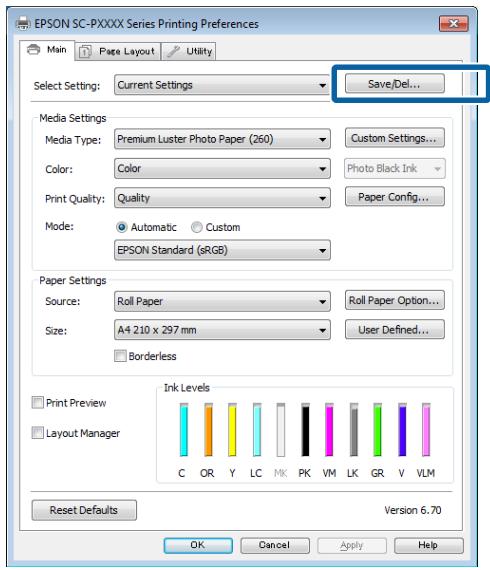 EPSON SURECOLOR SC-P7500 - Enregistrement de divers paramètres en tant que paramètres de sélection - 3