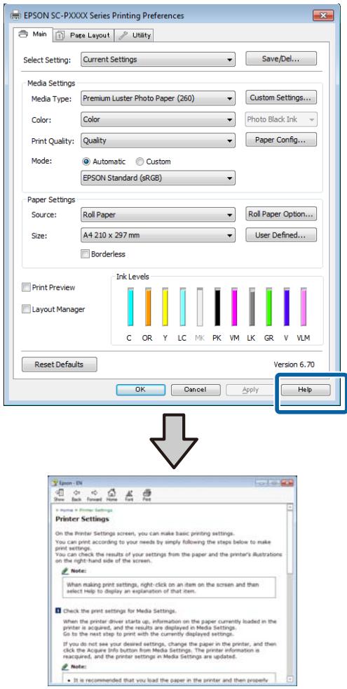 EPSON SURECOLOR SC-P7500 - Clic sur le bouton Aide pour l'afficher - 1