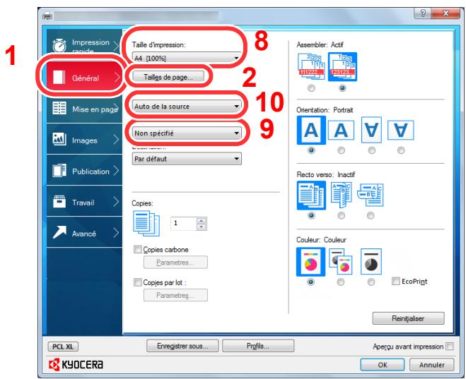 KYOCERA FS-1220MFP - Enregister le format de papier. - 1