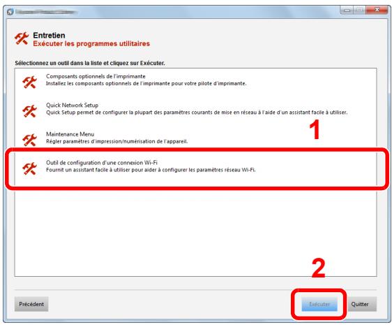 KYOCERA FS-1220MFP - [Outil de configuration d'une connexion Wi-Fi] > [Exécuter] - 1