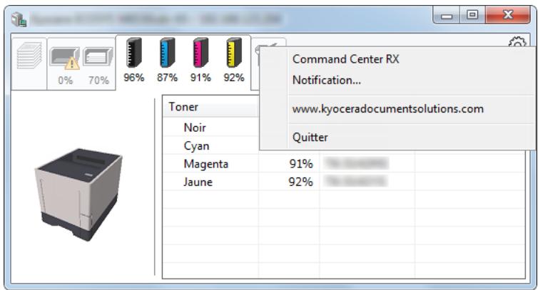 KYOCERA FS-1220MFP - Menu contextuel de Status Monitor - 1