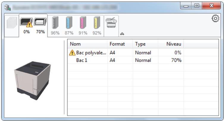 KYOCERA FS-1220MFP - Onglet État bac à papier - 1