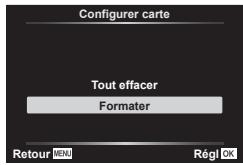 Configurer carte Tout effacer Formater Retour MENU Régl OK