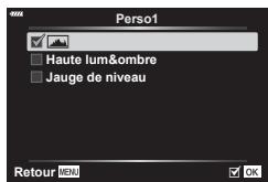Perso1 Haute lum&ombre Jauge de niveau Retour ⬤OK