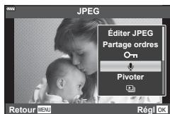 JPEG Éditer JPEG Partage ordres O-m ↓ Pivoter Retour NEW Régl OK