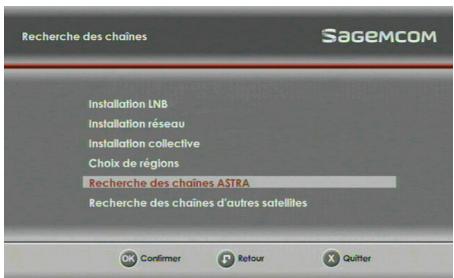 SAGEM DS87HD - Recherche des chaînes ASTRA - 1