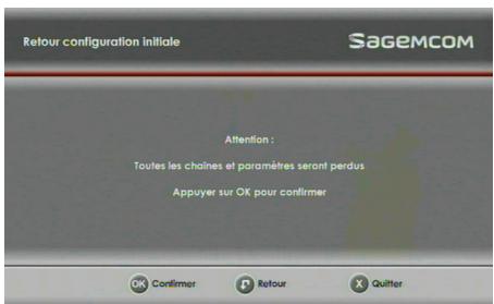 SAGEM DS87HD - Retour à la configuration initiale - 1