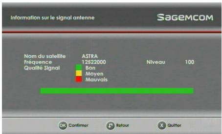 SAGEM DS87HD - Information sur le signal antenné - 1