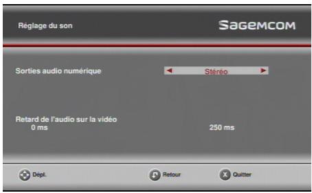 SAGEM DS87HD - Réglage du retard audio/vidéo - 1