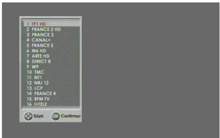 SAGEM DS87HD - Depuis la liste des chaînes - 1