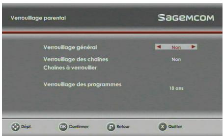 SAGEM DS87HD - Options de verrouillage - 1