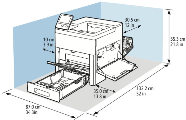 XEROX C600V - Espace de dégagement requis - 1