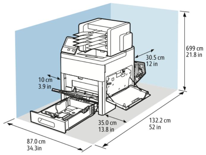 XEROX C600V - Espace de dégagement requis - 3