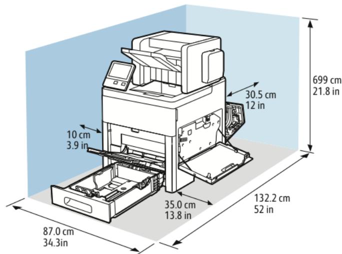 XEROX C600V - Espace de dégagement requis - 2