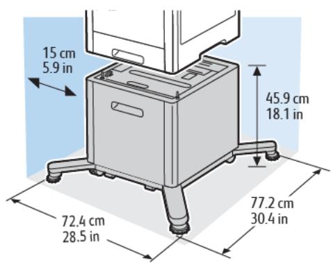 XEROX C600V - Espace de dégagement requis pour le chargeur de documents haute capacité avec roulettes en option - 1