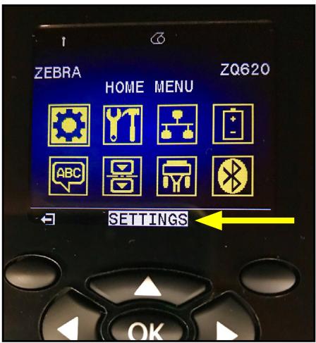 ZEBRA ZQ620 - Écran Home Menu (Menu Accueil) - 1