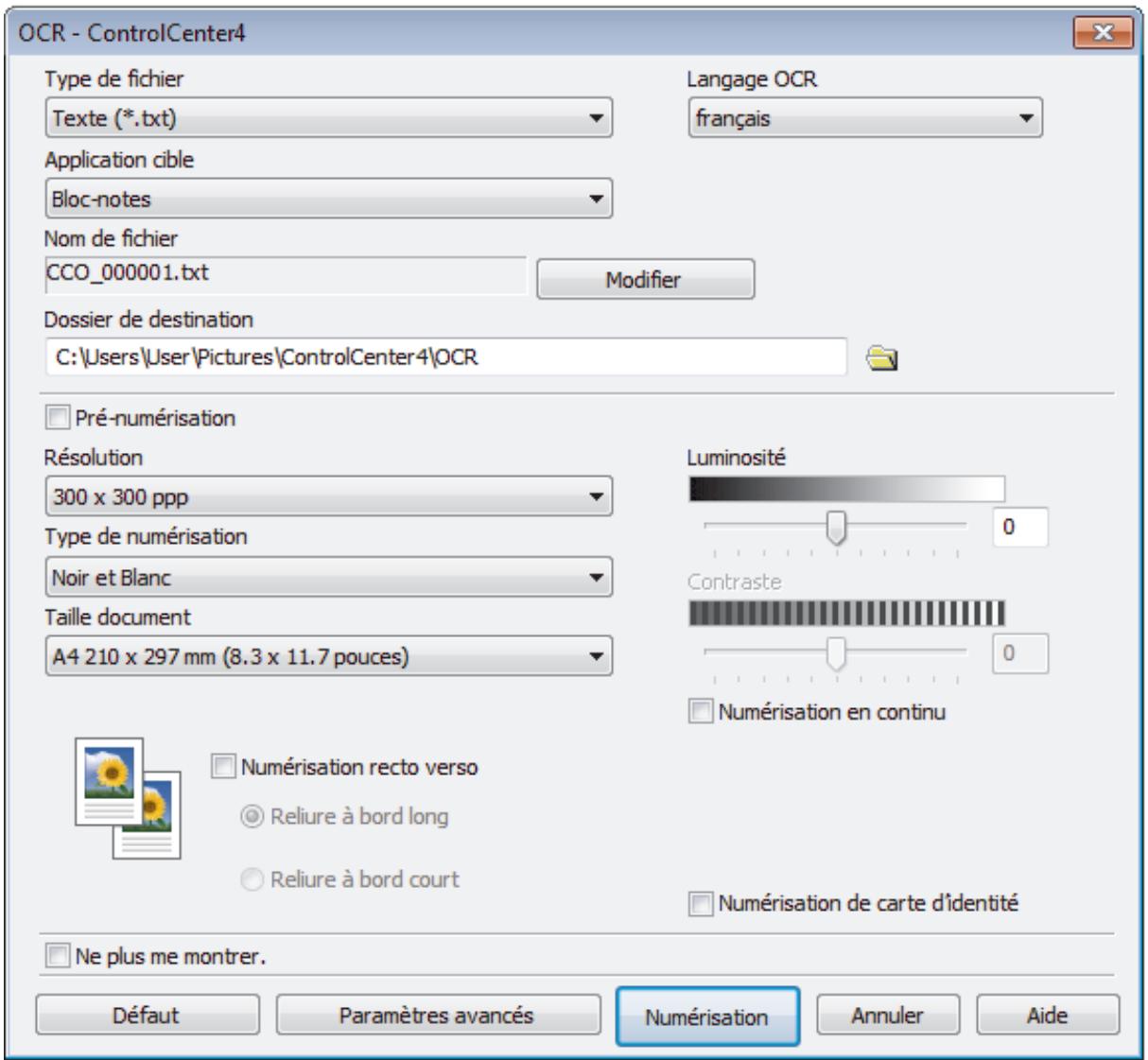 BROTHER MFC-L6950DW - Numériser vers un fichier texte modifiable (OCR) à l'aide du mode Avancé de ControlCenter4 (Windows) - 3