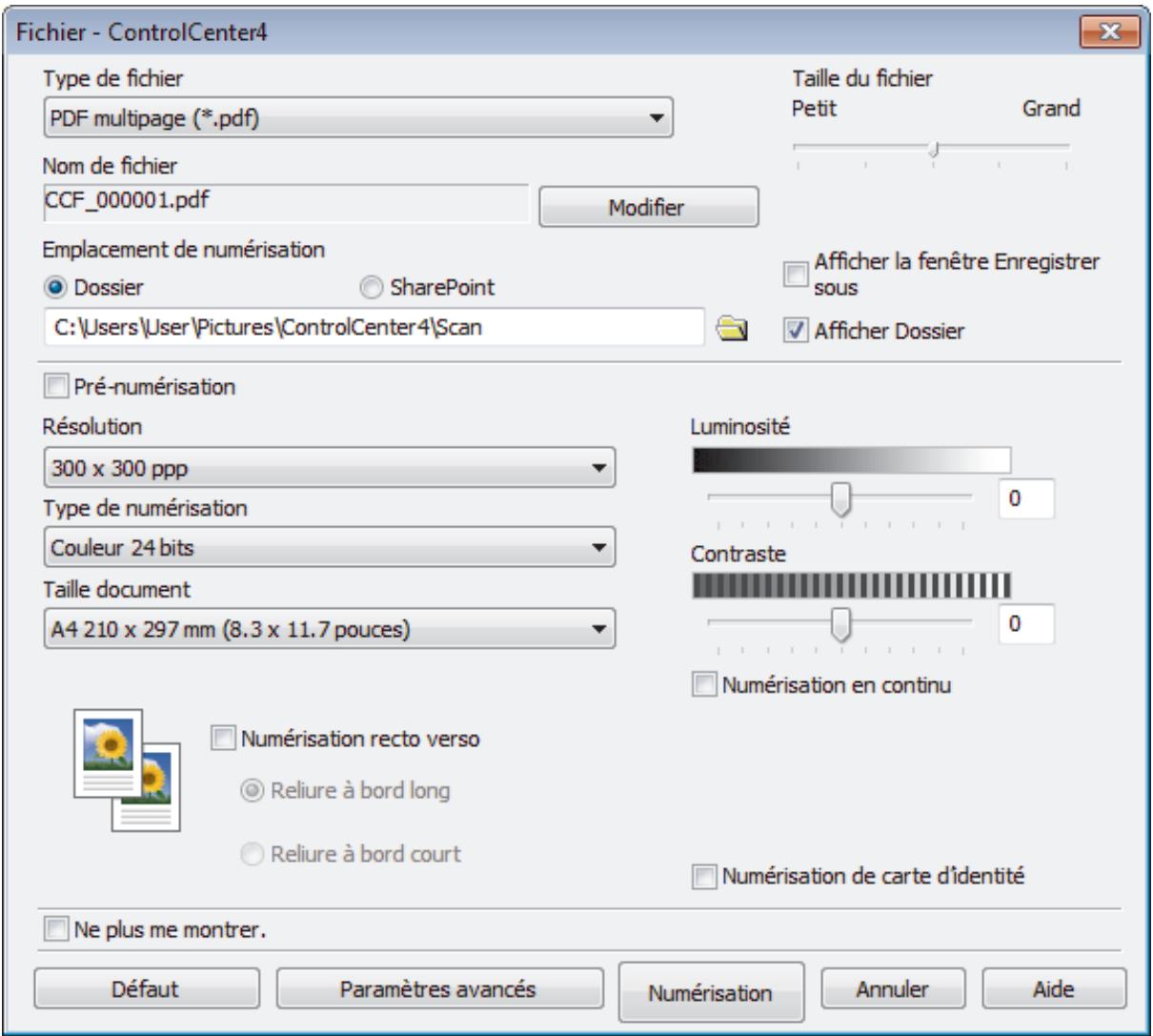 BROTHER MFC-L6950DW - Enregistrer des données numérisées dans un dossier sous forme d'un fichier PDF en utilisant le mode avancé de ControlCenter4 (Windows) - 3