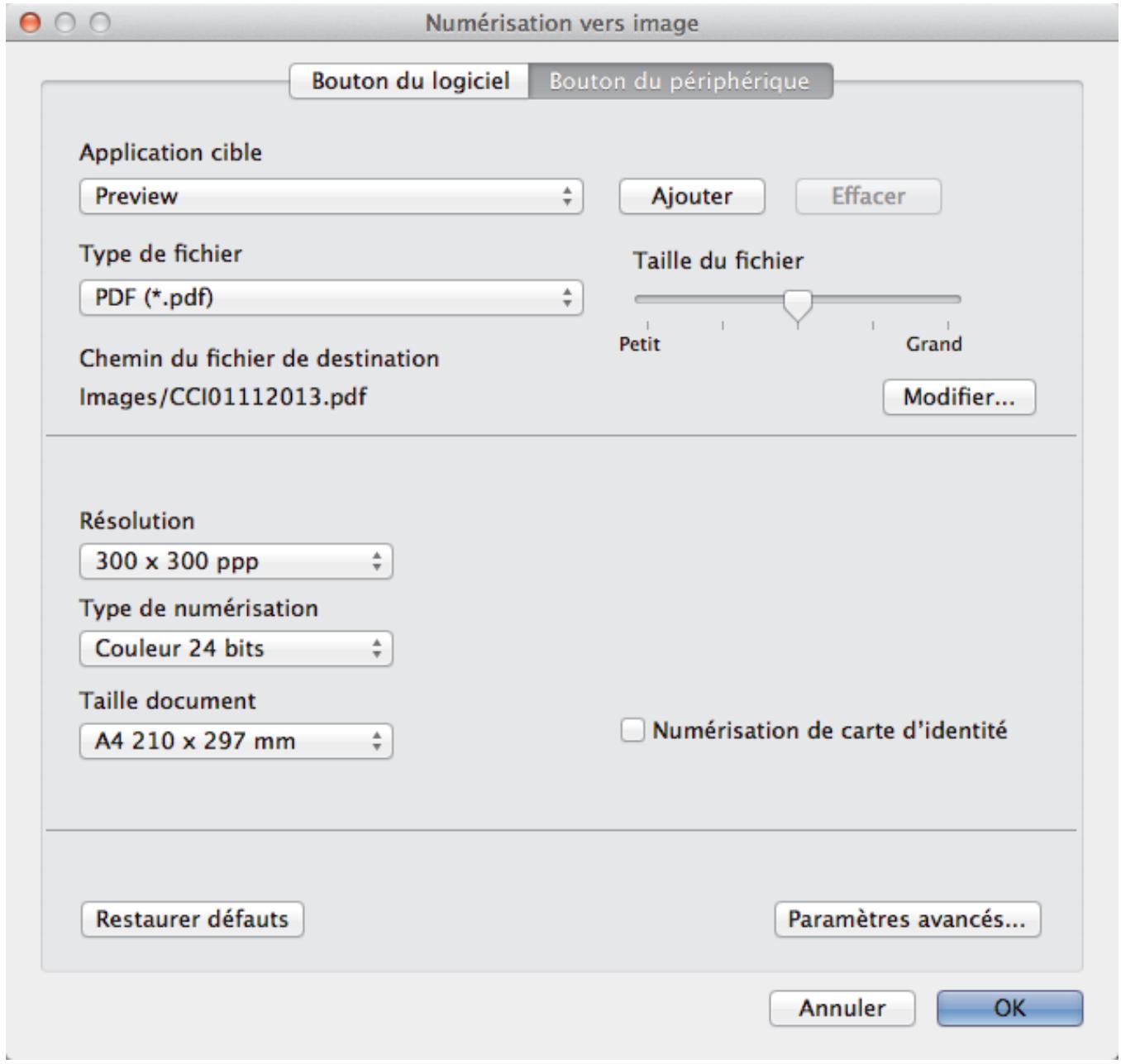 BROTHER MFC-L6950DW - Modifier les paramètres du bouton Numériser à partir de ControlCenter2 (Macintosh) - 1