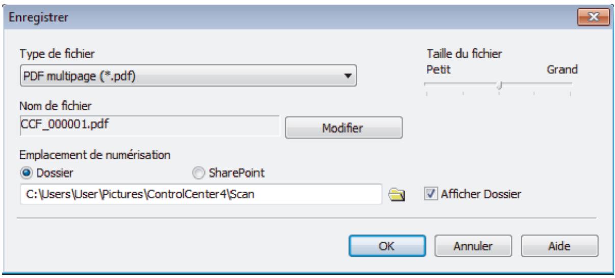 BROTHER MFC-L6950DW - Enregistrer des données numérisées dans un dossier sous un fichier PDF à l'aide du mode Accueil de ControlCenter4 (Windows) - 2