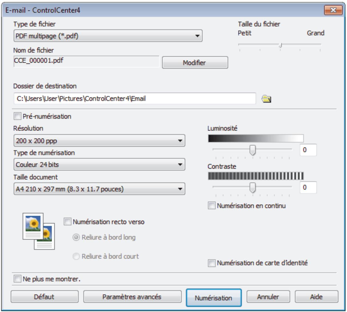 BROTHER MFC-L6950DW - Numériser vers une pièce jointe d'e-mail à l'aide du mode Avancé de ControlCenter4 (Windows) - 4