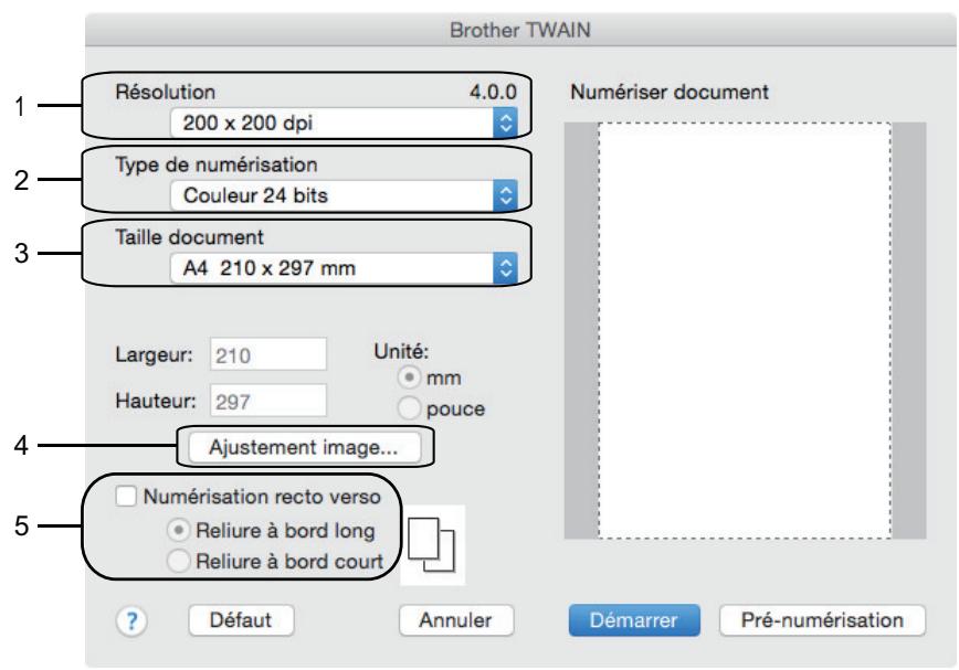 BROTHER MFC-L6950DW - Paramètres du pilote TWAIN (Macintosh) - 1