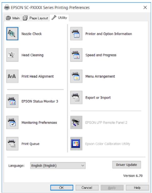 EPSON SC-P5000 STD - Récapitulatif de l'onglet Utilitaire - 1
