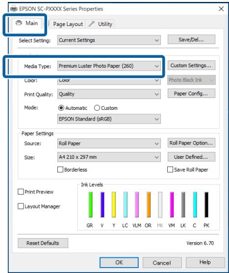 EPSON SC-P5000 STD - Configuration des paramètres dans Windows - 1