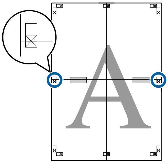 EPSON SC-P5000 STD - Placez la feuille supérieure au-dessus de la feuille inférieure. Alignez les repères X comme indiqué sur l'illustration ci-dessous, et attachez-les temporairement à l'aide de bande adhésive au dos de la feuille. - 1