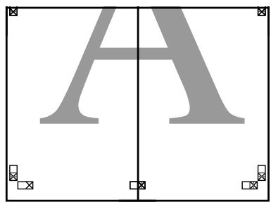 EPSON SC-P5000 STD - Placez la feuille supérieure au-dessus de la feuille inférieure. Alignez les repères X comme indiqué sur l'illustration ci-dessous, et attachez-les temporairement à l'aide de bande adhésive au dos de la feuille. - 4