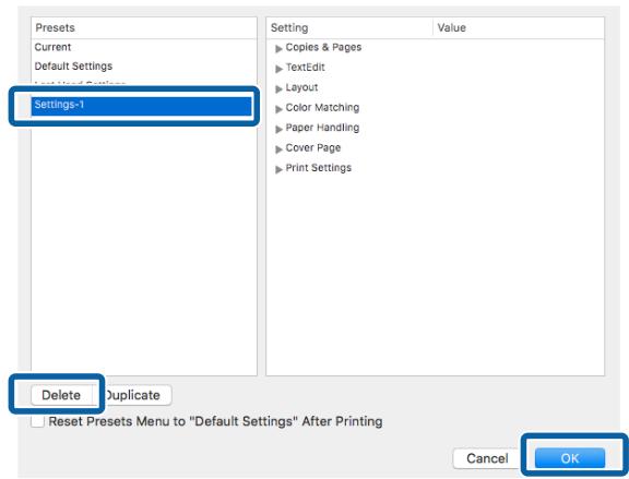EPSON SC-P5000 STD - Suppression des Presets (Préroglages) - 2