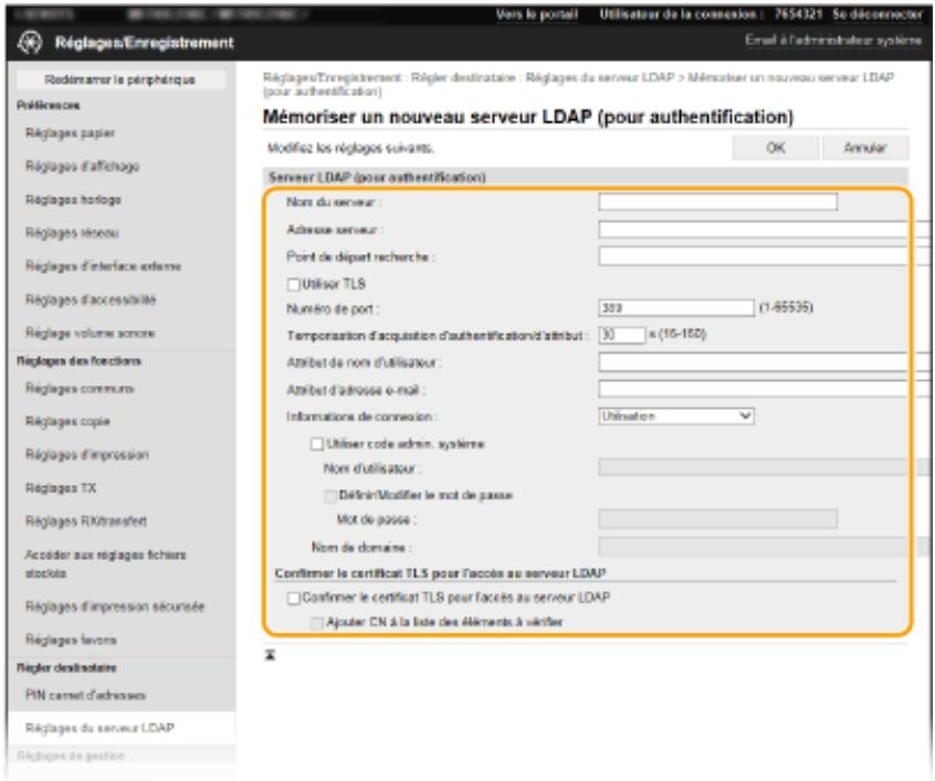 CANON I-SENSYS MF446X - ■ Enregistrement du serveur d'authentication - 1