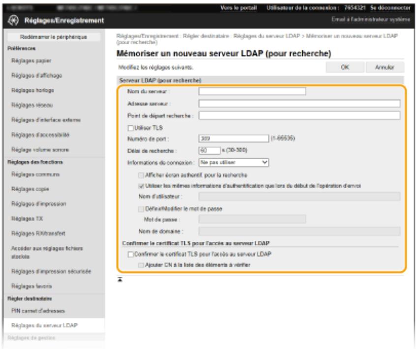 CANON I-SENSYS MF446X - ■ Enregistrer le serveur utilisé pour les recherches - 1
