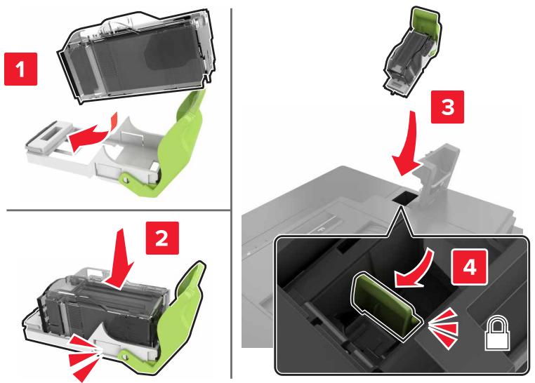 LEXMARK CS820DTFE - Remplacement de la cartouche d'agrafes dans l'unité de finition d'agrafage - 3