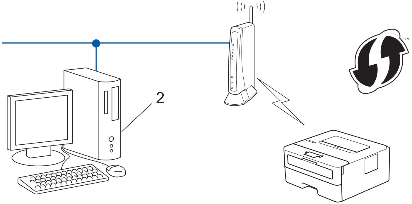Diagram illustrating wireless communication setup with tower, computer, printer, and router components labeled 2 and TM