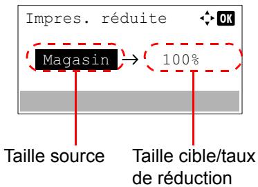 Impres. réduite Magasin → 100% Taille source Taille cible/taux de réduction