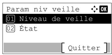 Param niv veille 01 Niveau de veille 02 État [ Quitter ]